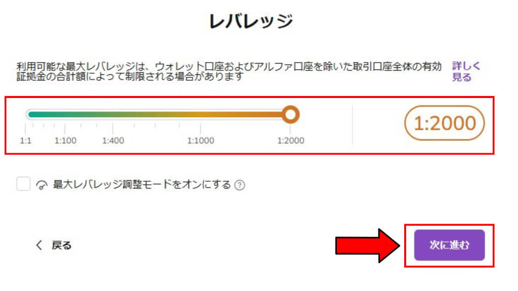 レバレッジの設定