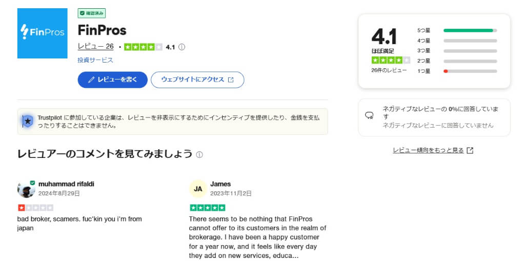  「Trustpilot」のレビューで見る海外評価