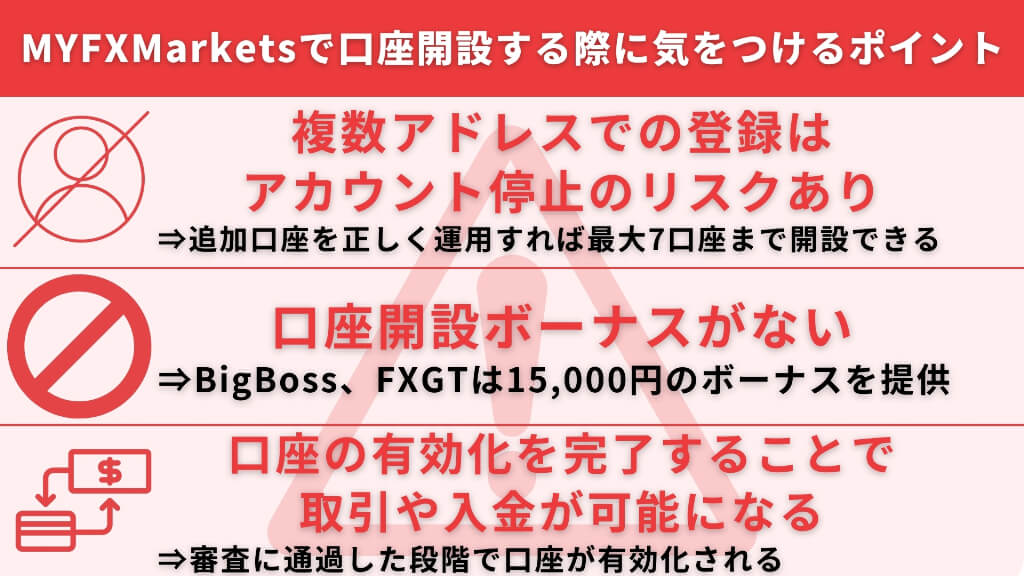 MYFXMarketsで口座開設する際に気をつけるポイント