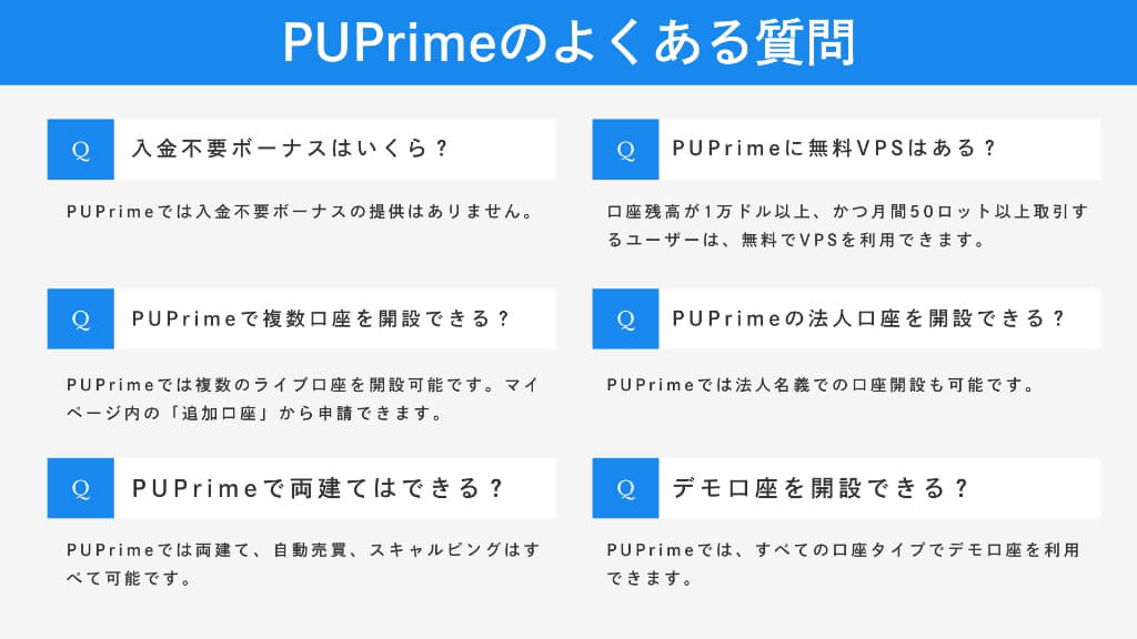 PUPrimeに関するよくある質問(FAQ)