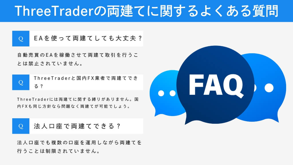 ThreeTraderの両建てに関するよくある質問