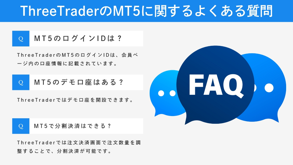 ThreeTraderのMT5に関するよくある質問