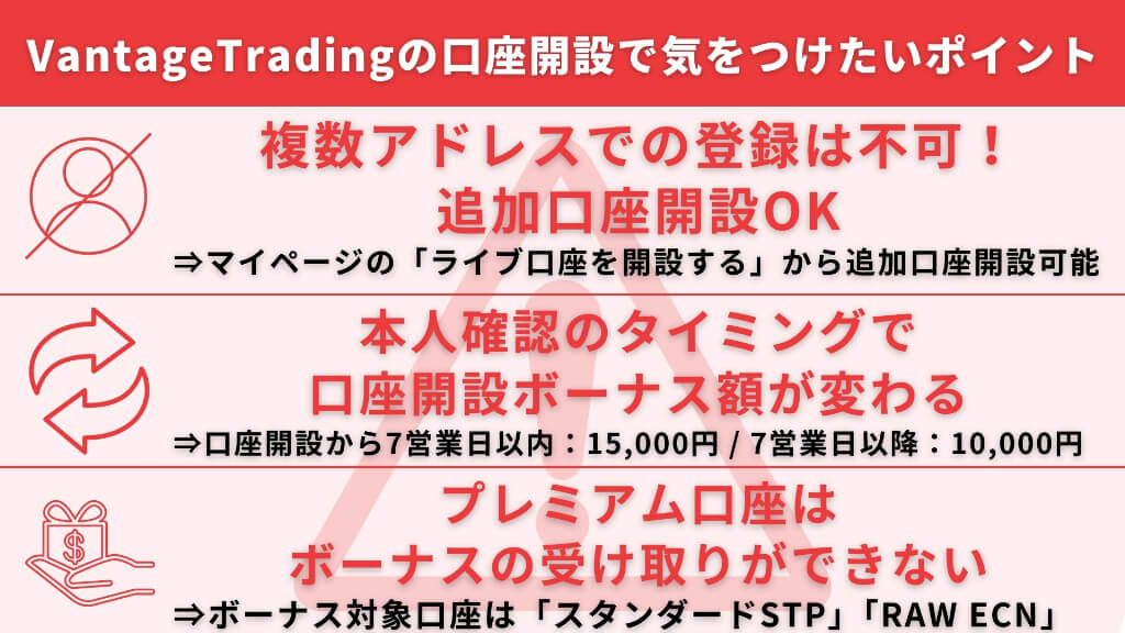 VantageTradingの口座開設で気をつけたいポイント