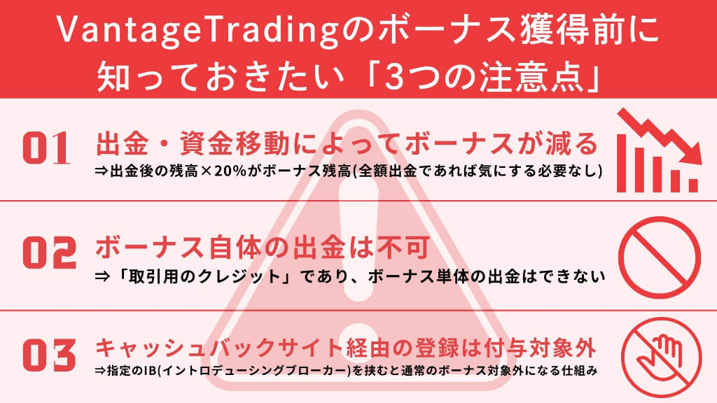 VantageTradingのボーナス獲得前に知っておきたい「3つの注意点」