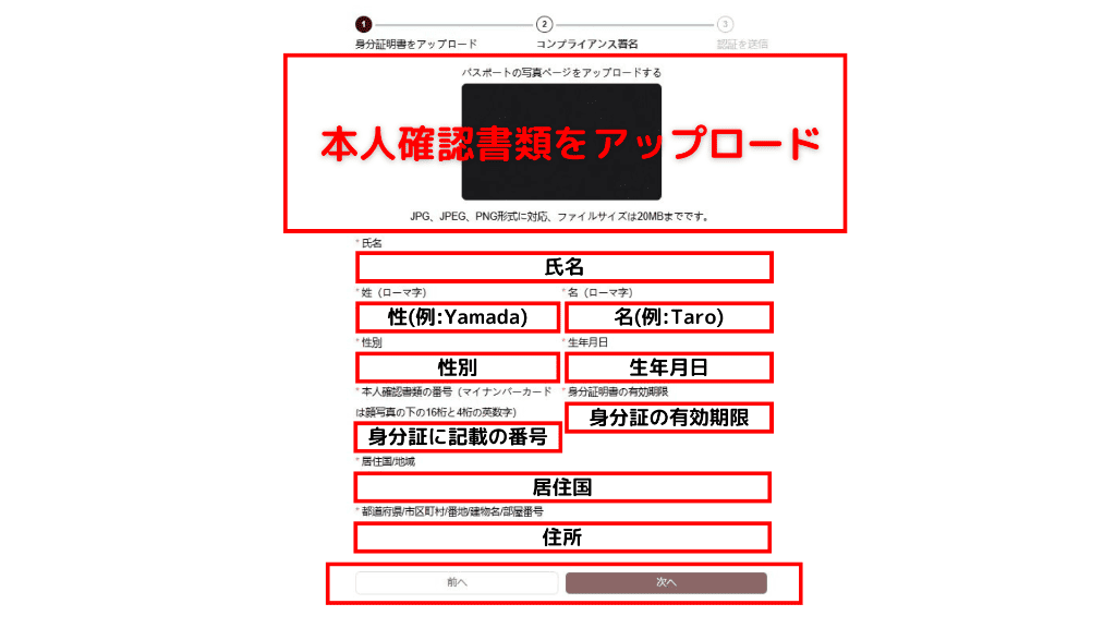個人情報を入力