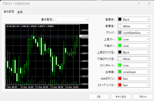 チャートの色を変更する