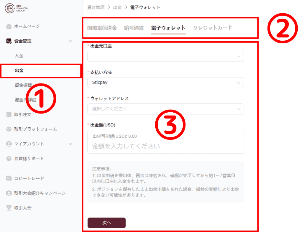 STICPAYの出金手順