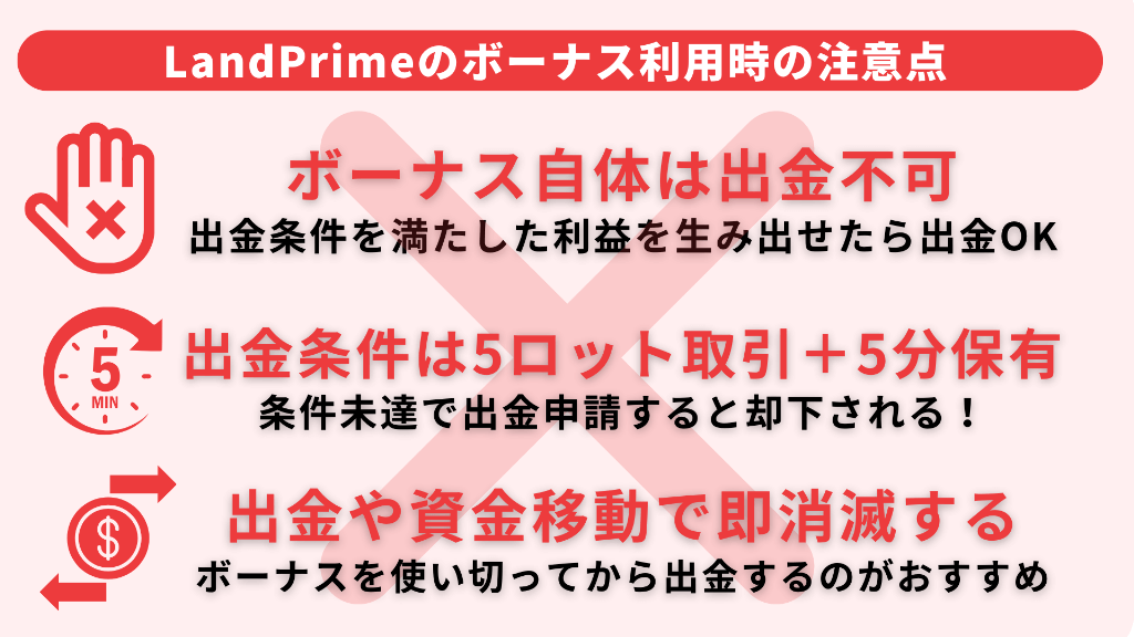 LandPrimeのボーナス利用時の注意点
