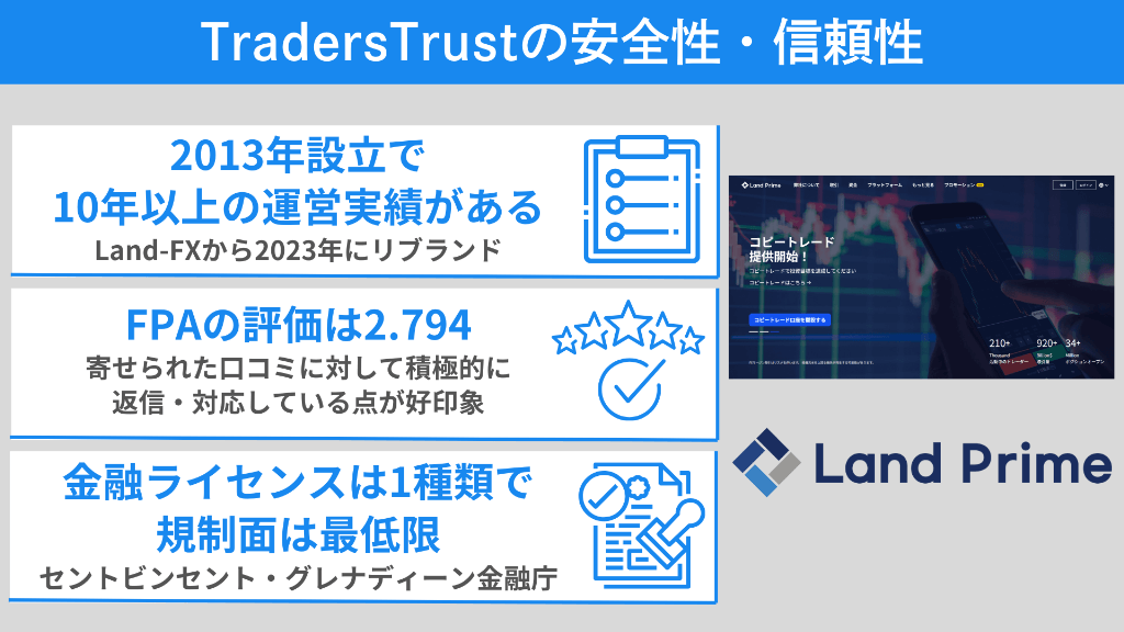 LandPrimeの安全性・信頼性